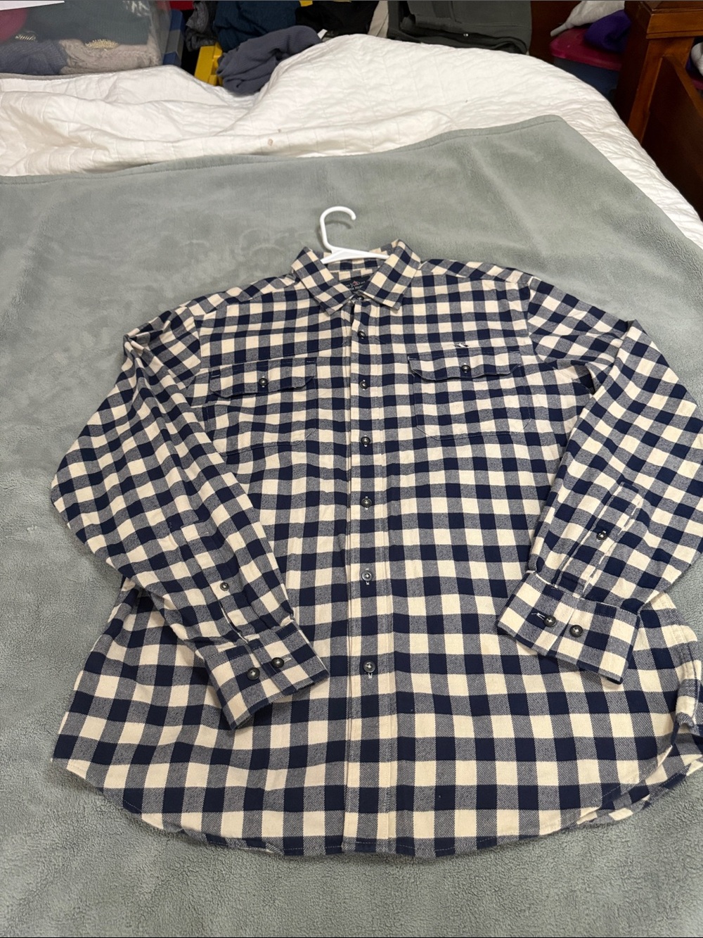 Classic Navy and Cream Check Button-Down Shirt